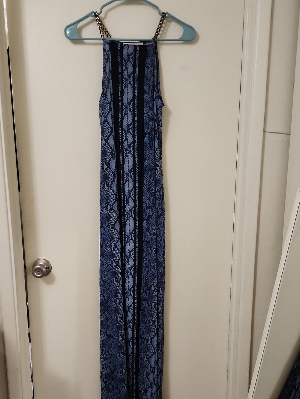 Michael Michael Kors Blue Snake-Print Dress with Black Accents